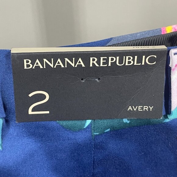 NEW Banana Republic Pants Womens 2 blue pink floral avery straight leg preppy - Picture 6 of 11